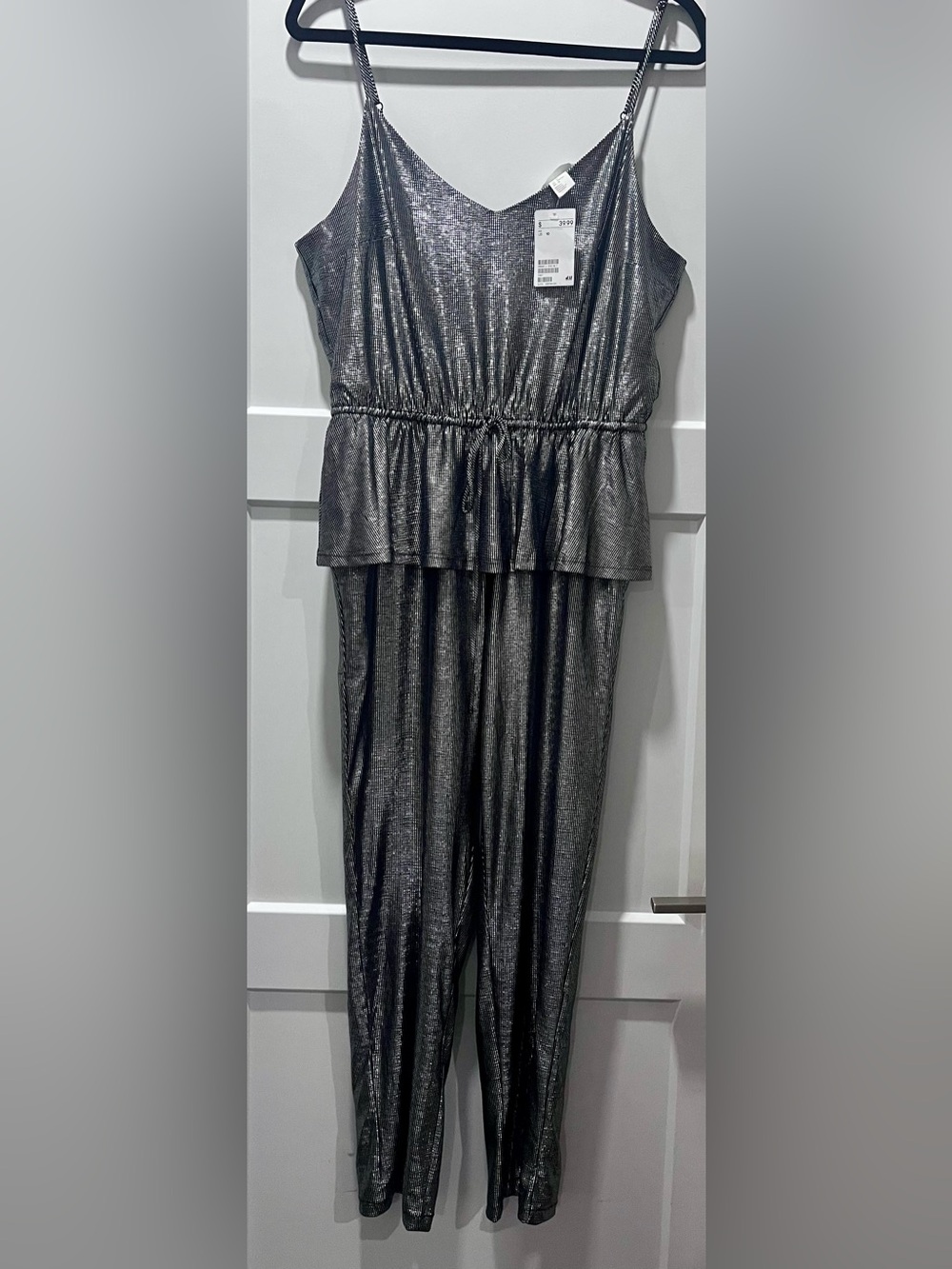 H&M Shimmery Silver-Black Wide Leg Jumpsuit